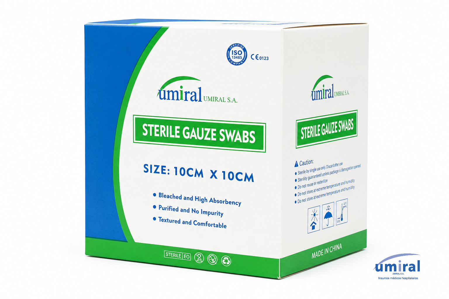 Compresa de gasa 10cm x 10cm en 20 unidades