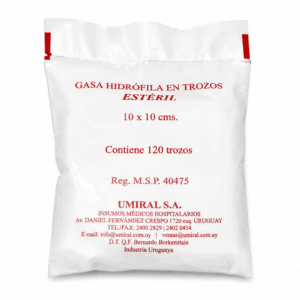 Sobre de gasa estéril de 10cm x 10 cm en 120 trozos